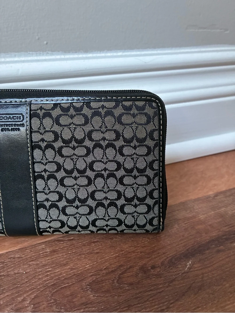 Coach Signature Jacquard Monogram Zip Around Long Wallet